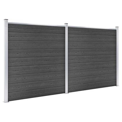Schuttingpanelenset 353x186 cm HKC zwart Zwart 2 secties