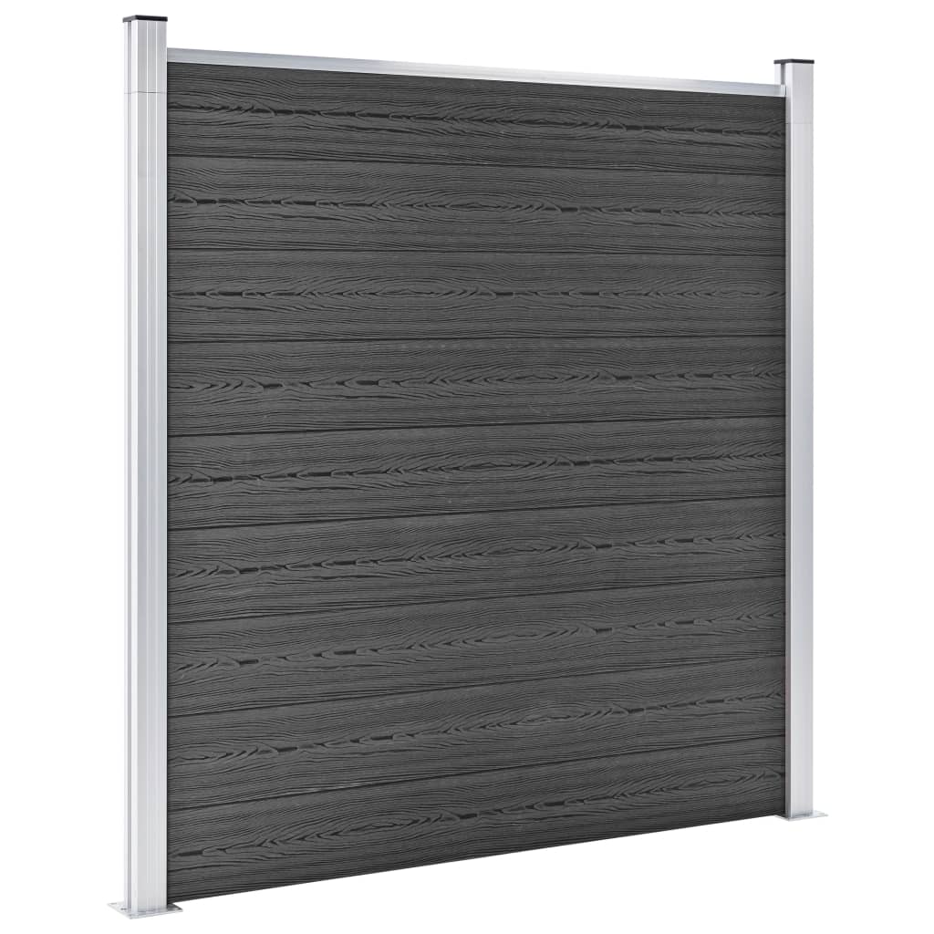Schuttingpanelenset 353x186 cm HKC zwart Zwart 2 secties