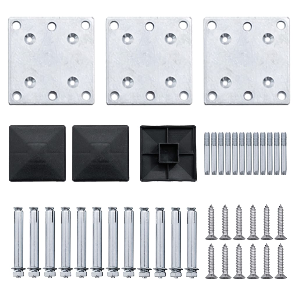 Schuttingpanelenset 353x186 cm HKC zwart Zwart 2 secties