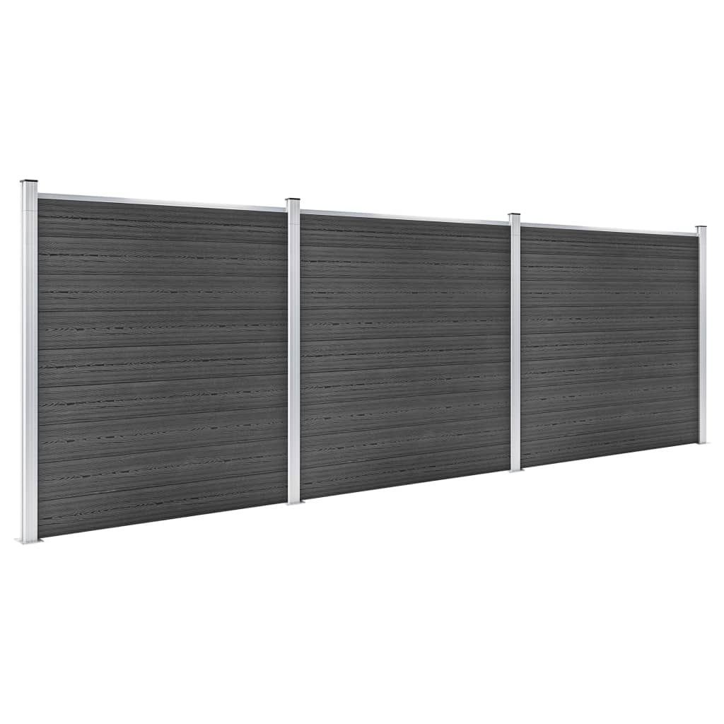Schuttingpanelenset 526x186 cm HKC zwart Zwart