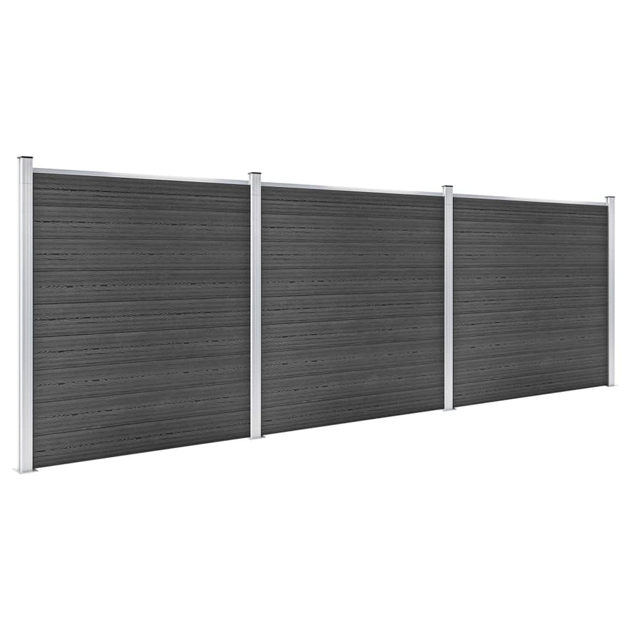 Schuttingpanelenset 526x186 cm HKC zwart Zwart