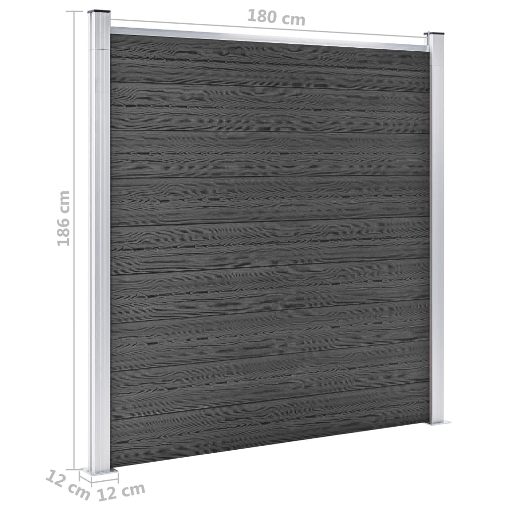 Schuttingpanelenset 526x186 cm HKC zwart Zwart