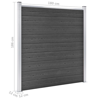 Schuttingpanelenset 526x186 cm HKC zwart Zwart