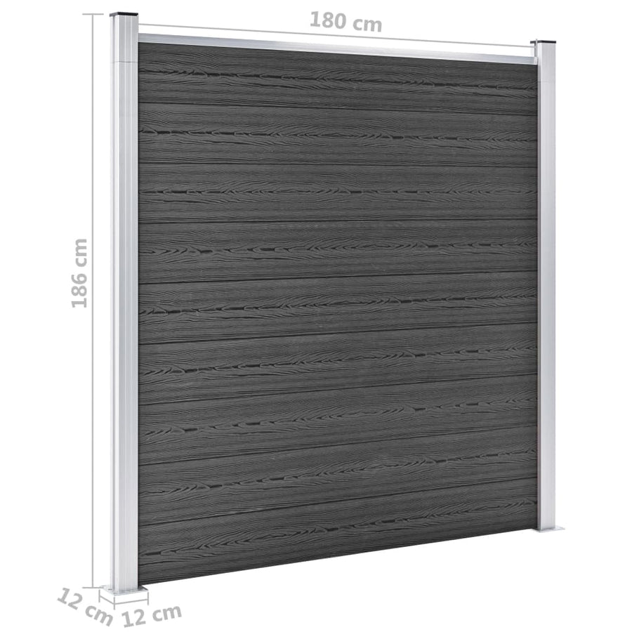 Schuttingpanelenset 526x186 cm HKC zwart Zwart
