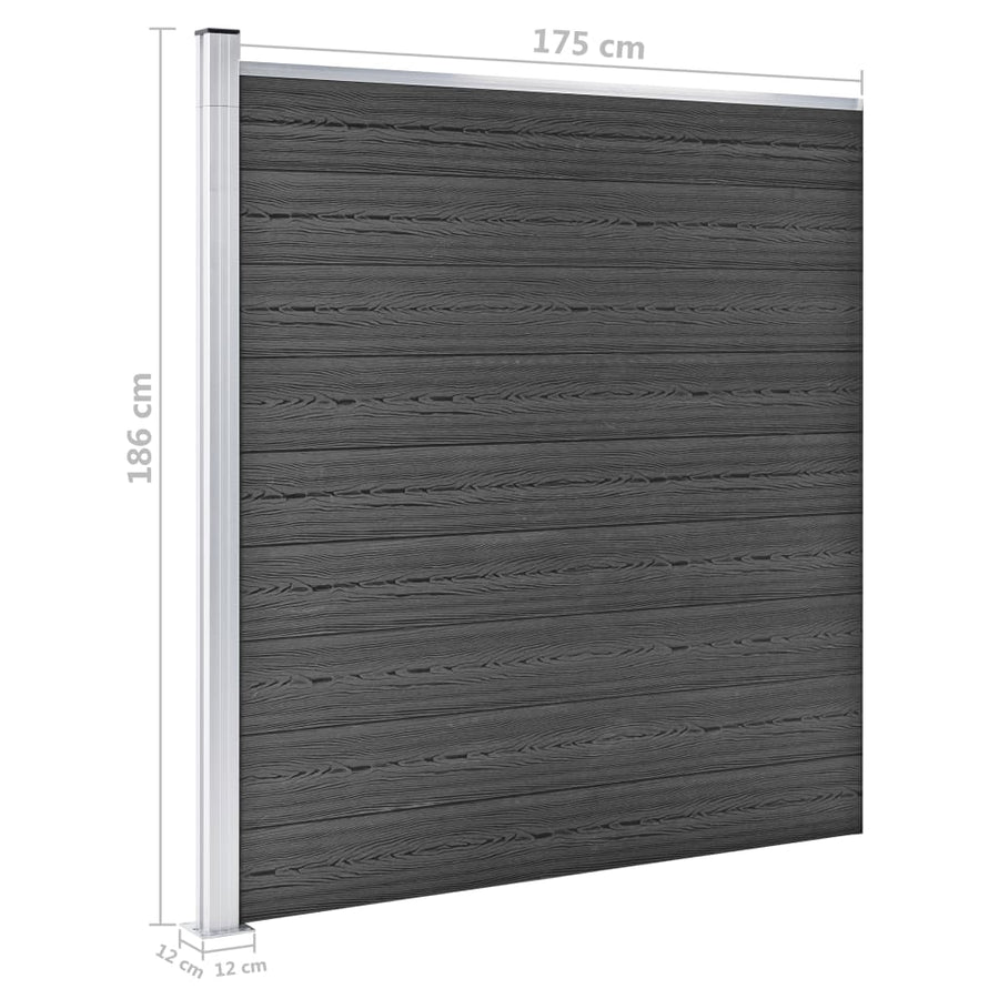 Schuttingpanelenset 526x186 cm HKC zwart Zwart