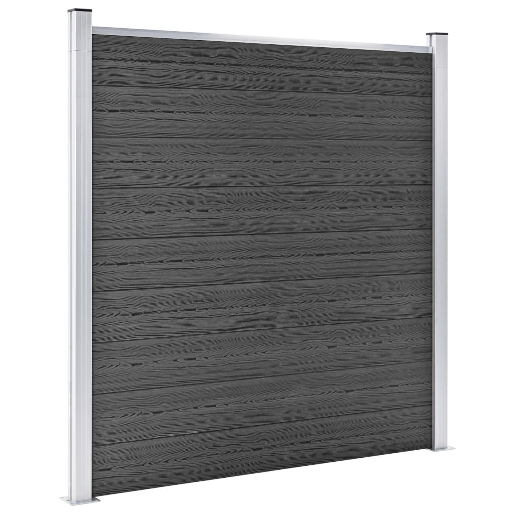 Schuttingpanelenset 526x186 cm HKC zwart Zwart