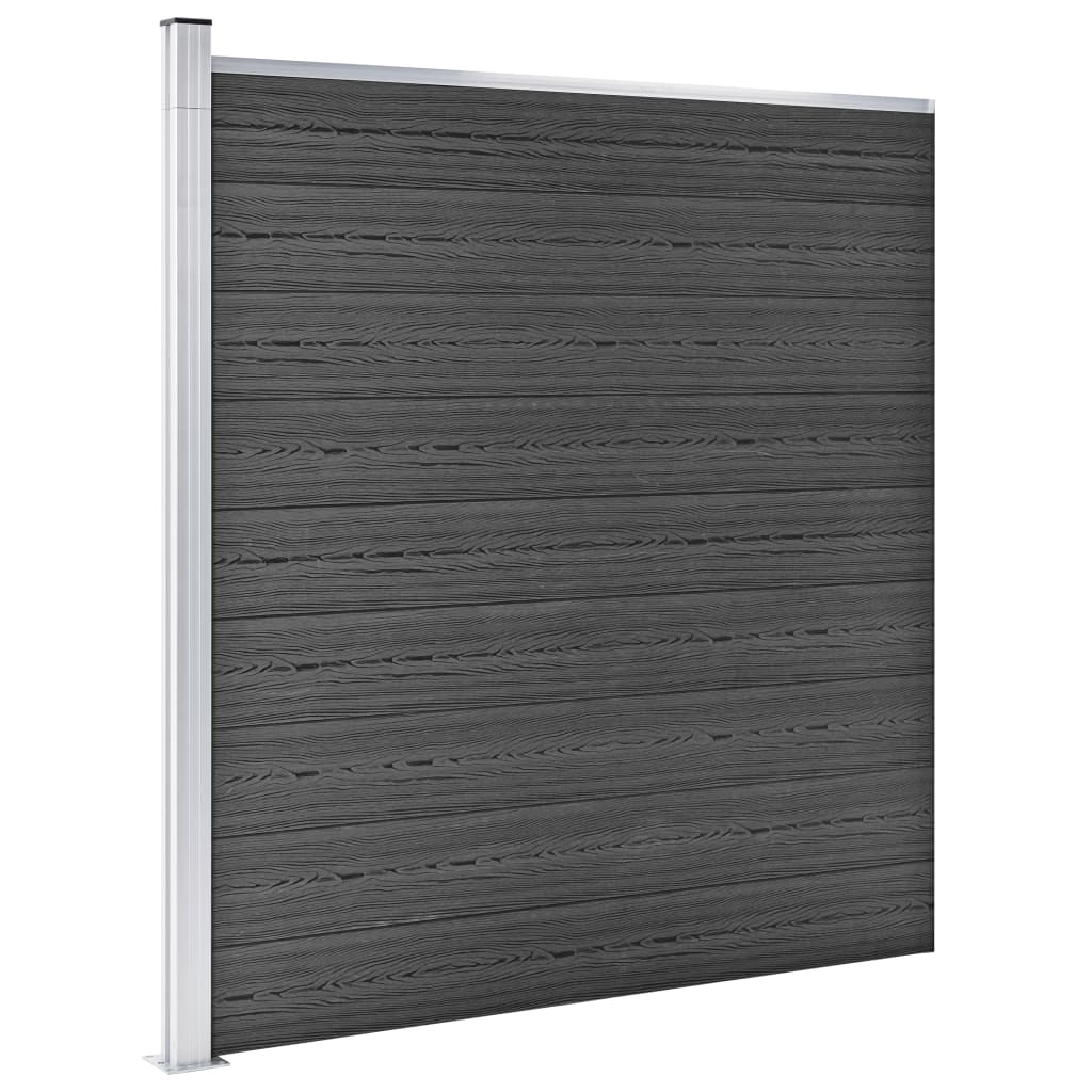 Schuttingpanelenset 526x186 cm HKC zwart Zwart