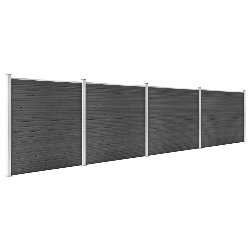 Schuttingpanelenset 699x186 cm HKC zwart Zwart