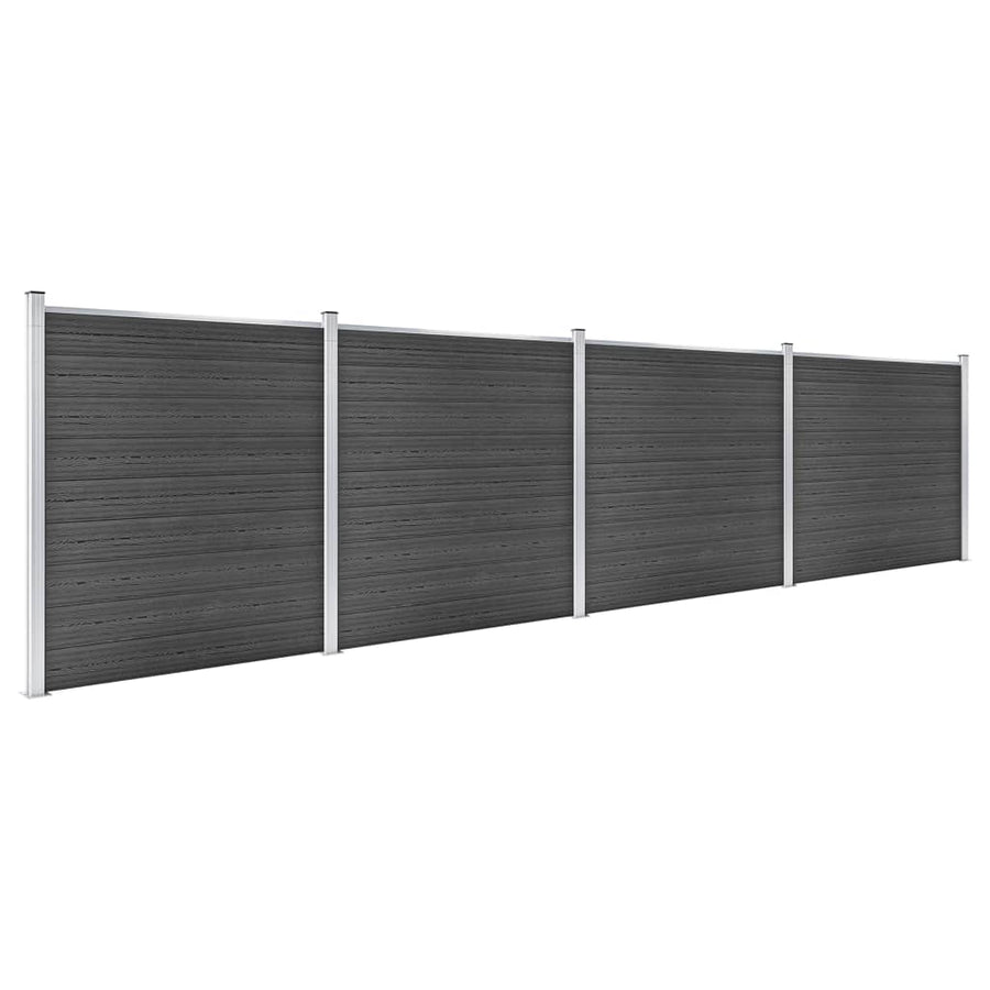 Schuttingpanelenset 699x186 cm HKC zwart Zwart