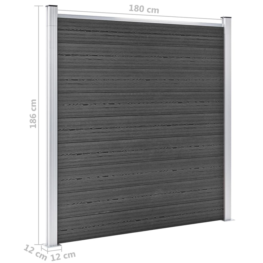 Schuttingpanelenset 699x186 cm HKC zwart Zwart