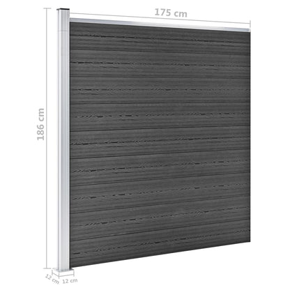 Schuttingpanelenset 699x186 cm HKC zwart Zwart