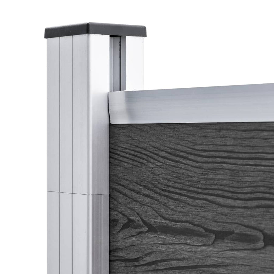 Schuttingpanelenset 699x186 cm HKC zwart Zwart