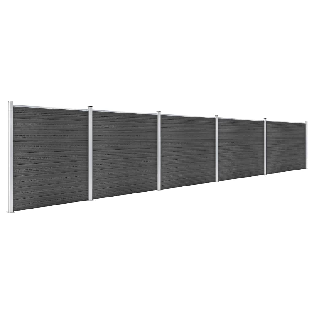 Schuttingpanelenset 872x186 cm HKC zwart Zwart