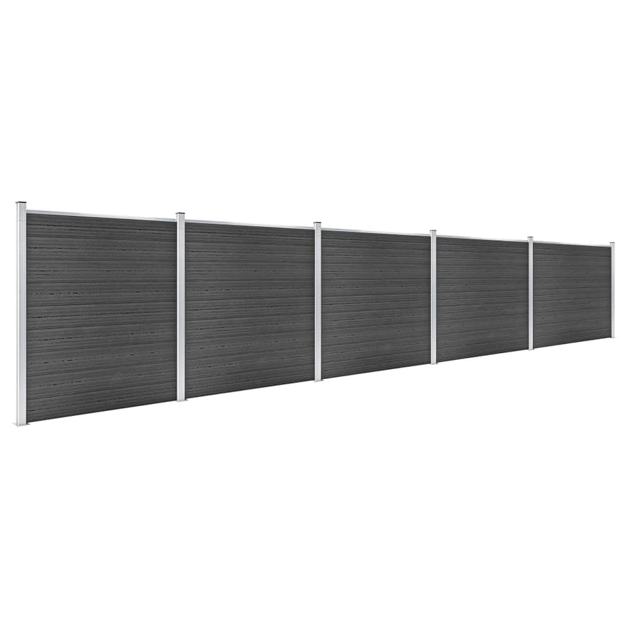 Schuttingpanelenset 872x186 cm HKC zwart Zwart