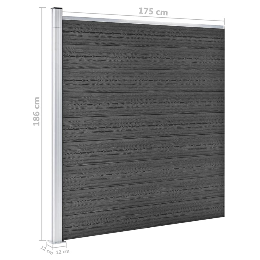 Schuttingpanelenset 872x186 cm HKC zwart Zwart