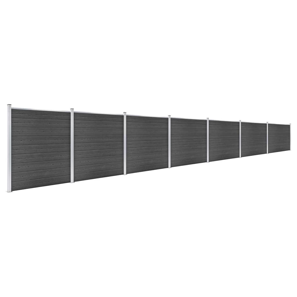 Schuttingpanelenset 1218x186 cm HKC zwart Zwart 7 secties