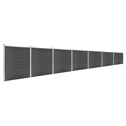Schuttingpanelenset 1218x186 cm HKC zwart Zwart 7 secties