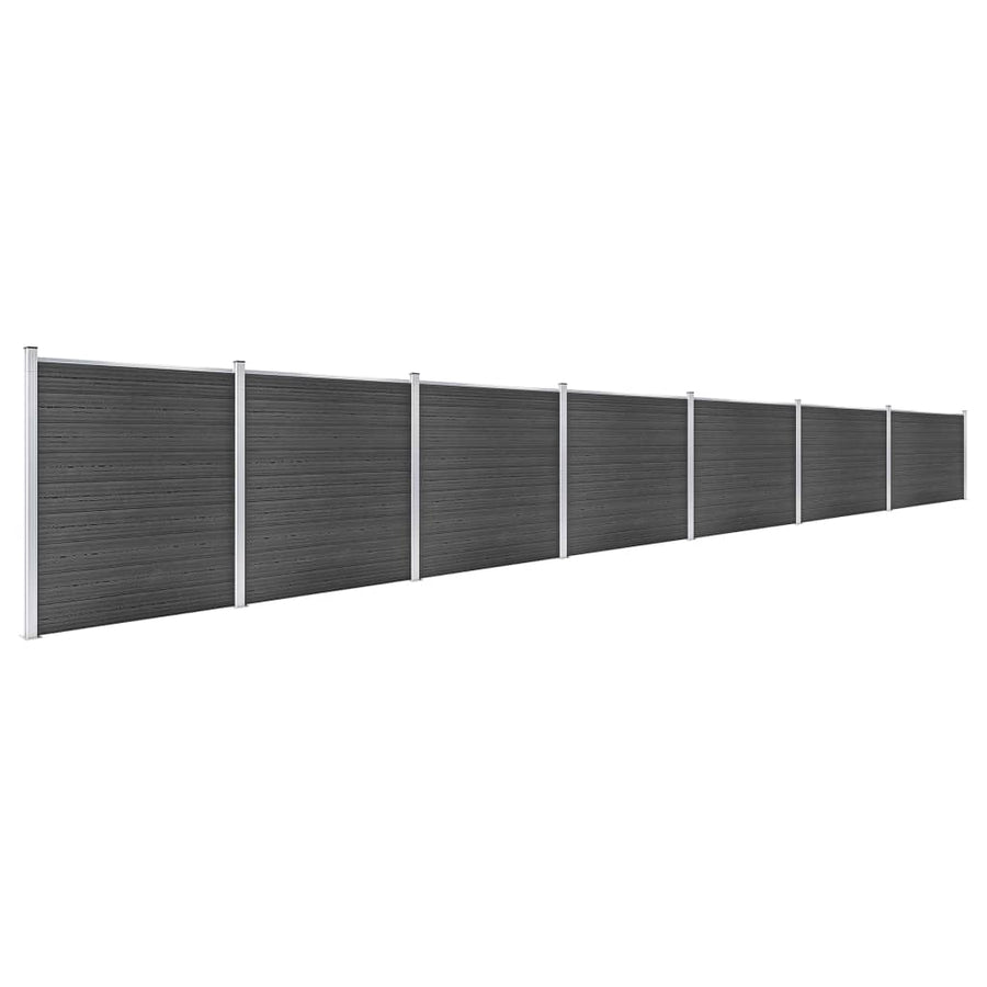 Schuttingpanelenset 1218x186 cm HKC zwart Zwart 7 secties