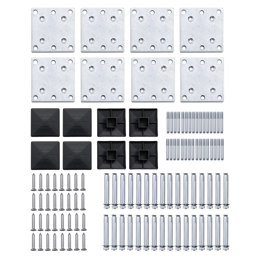 Schuttingpanelenset 1218x186 cm HKC zwart Zwart 7 secties