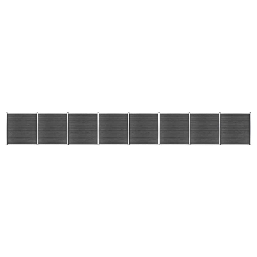 Schuttingpanelenset 1391x186 cm HKC zwart Zwart 8 secties
