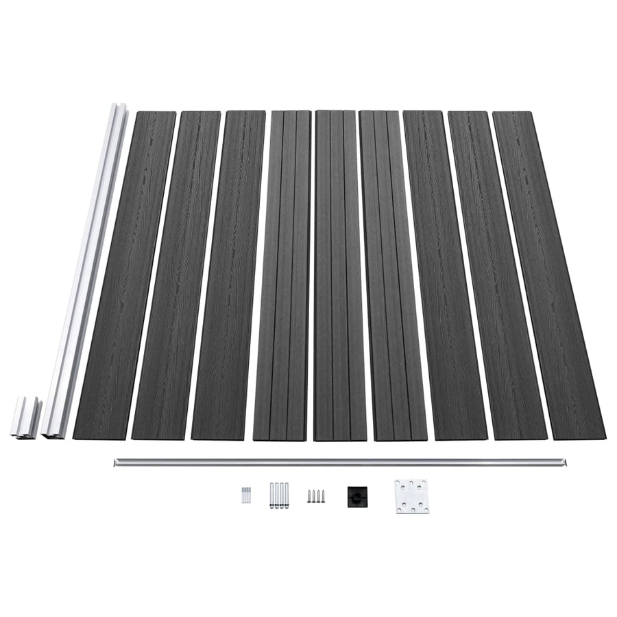 Schuttingpanelenset 1391x186 cm HKC zwart Zwart 8 secties