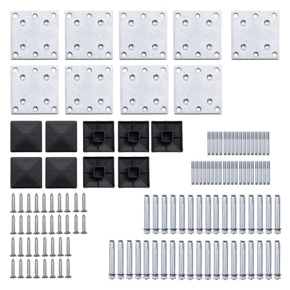 Schuttingpanelenset 1391x186 cm HKC zwart Zwart 8 secties