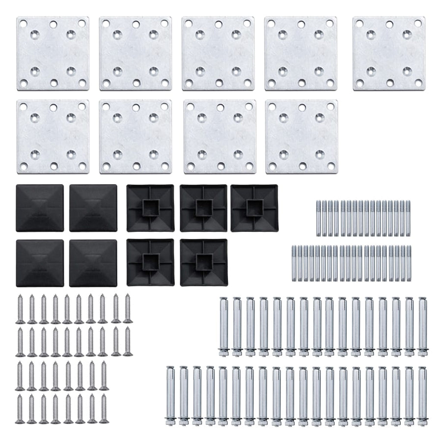 Schuttingpanelenset 1391x186 cm HKC zwart Zwart 8 secties