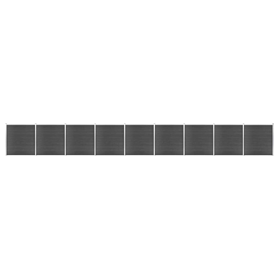 Schuttingpanelenset 1564x186 cm HKC zwart Zwart 9 secties