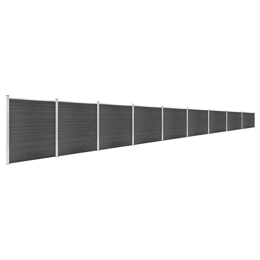 Schuttingpanelenset 1564x186 cm HKC zwart Zwart 9 secties