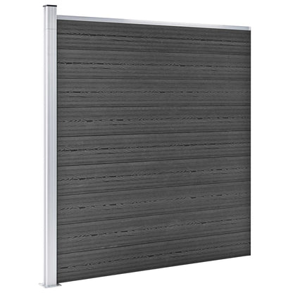 Schuttingpanelenset 1564x186 cm HKC zwart Zwart 9 secties