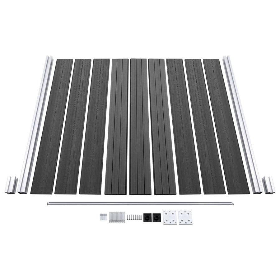 Schuttingpanelenset 1564x186 cm HKC zwart Zwart 9 secties