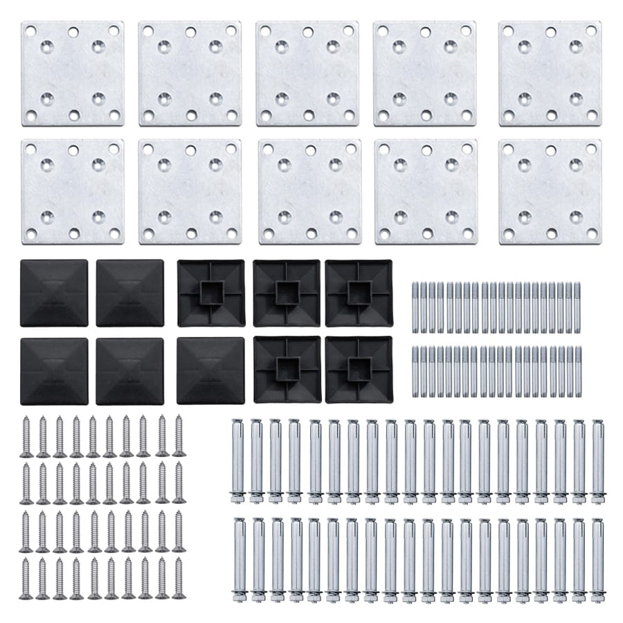Schuttingpanelenset 1564x186 cm HKC zwart Zwart 9 secties