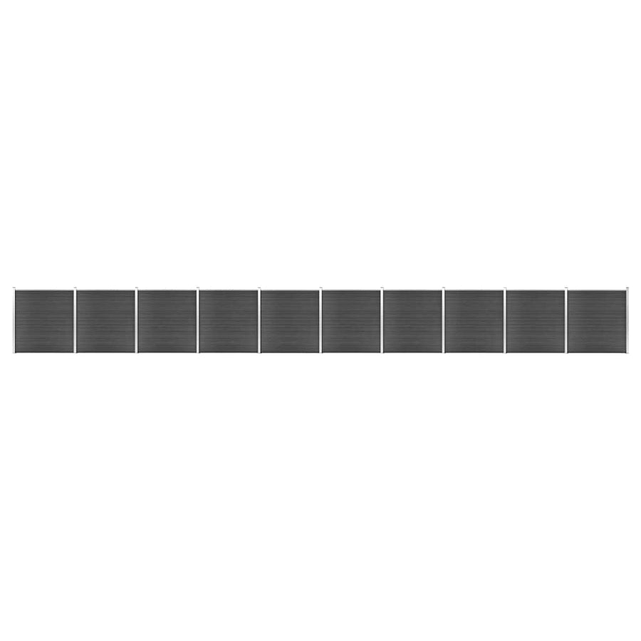 Schuttingpanelenset 1737x186 cm HKC zwart Zwart 10 secties