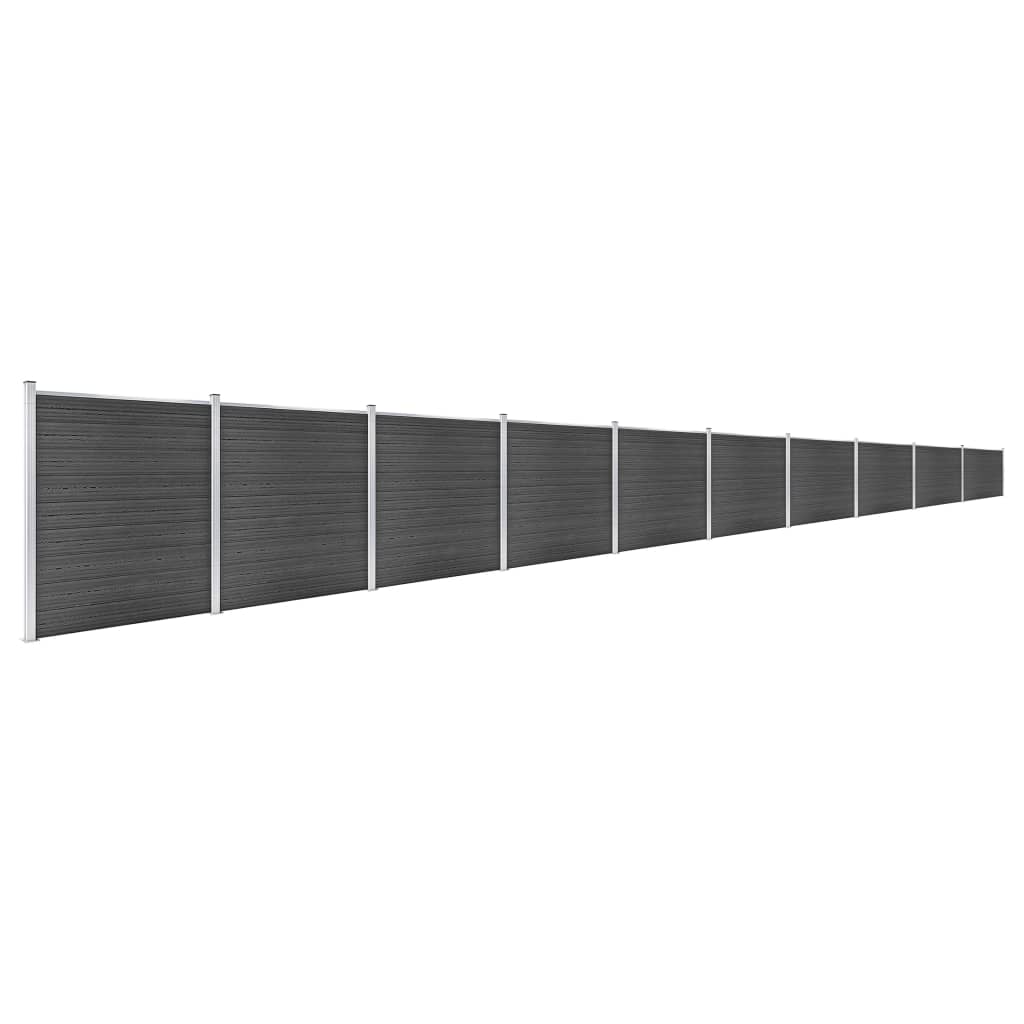 Schuttingpanelenset 1737x186 cm HKC zwart Zwart 10 secties