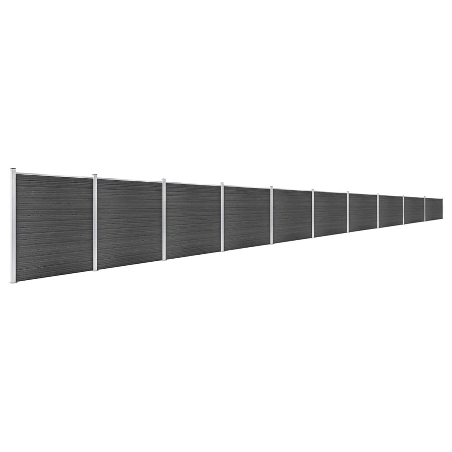 Schuttingpanelenset 1737x186 cm HKC zwart Zwart 10 secties