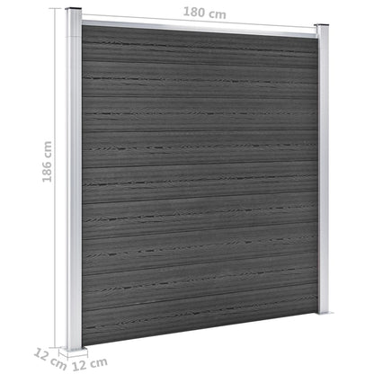Schuttingpanelenset 1737x186 cm HKC zwart Zwart 10 secties