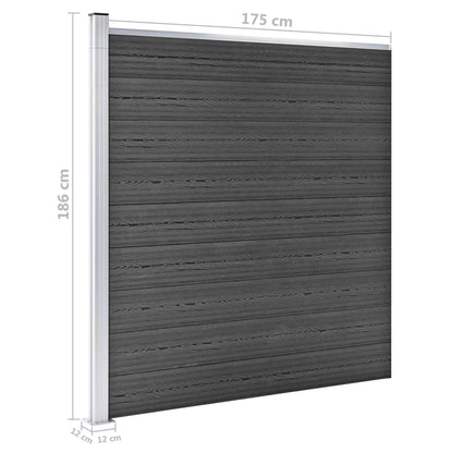 Schuttingpanelenset 1737x186 cm HKC zwart Zwart 10 secties