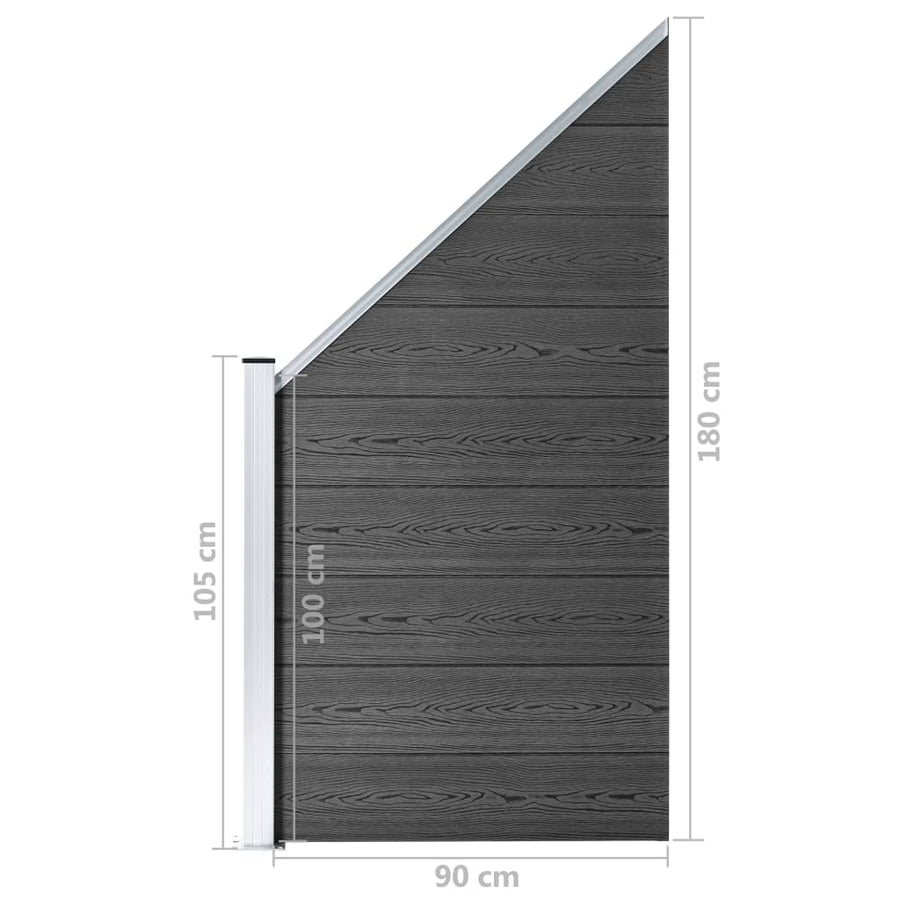 Schuttingpanelenset 446x(105-186) cm HKC zwart Zwart