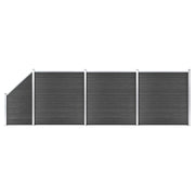 Schuttingpanelenset 619x105-186 cm HKC zwart