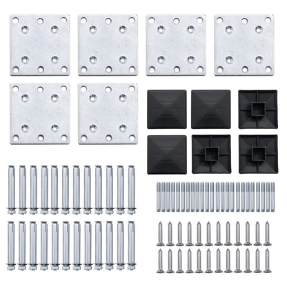 Schuttingpanelenset 792x(105-186) cm HKC zwart Zwart 4 secties + 1 schuine sectie