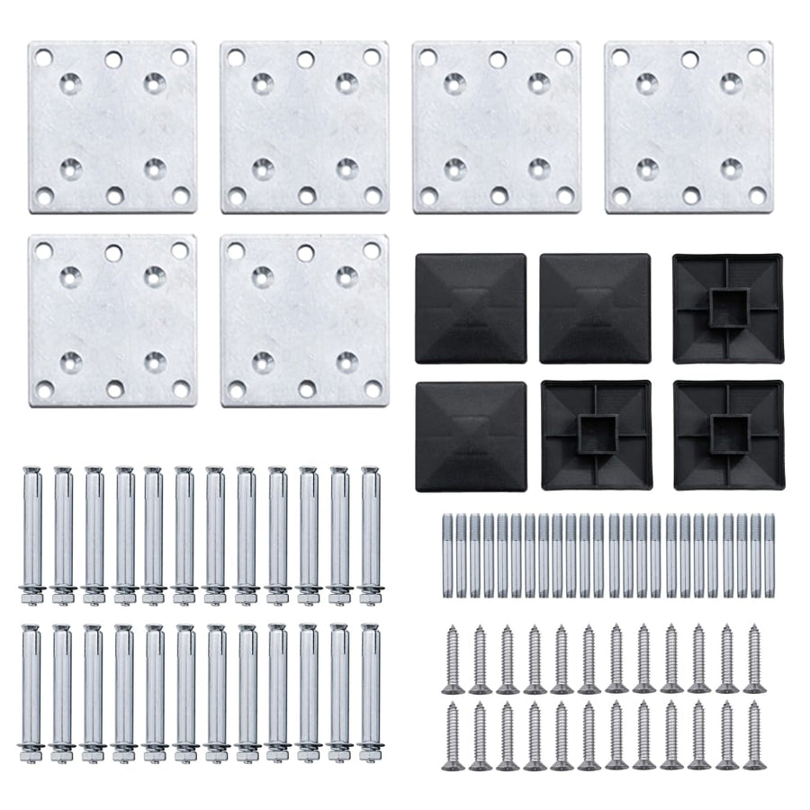 Schuttingpanelenset 792x(105-186) cm HKC zwart Zwart 4 secties + 1 schuine sectie