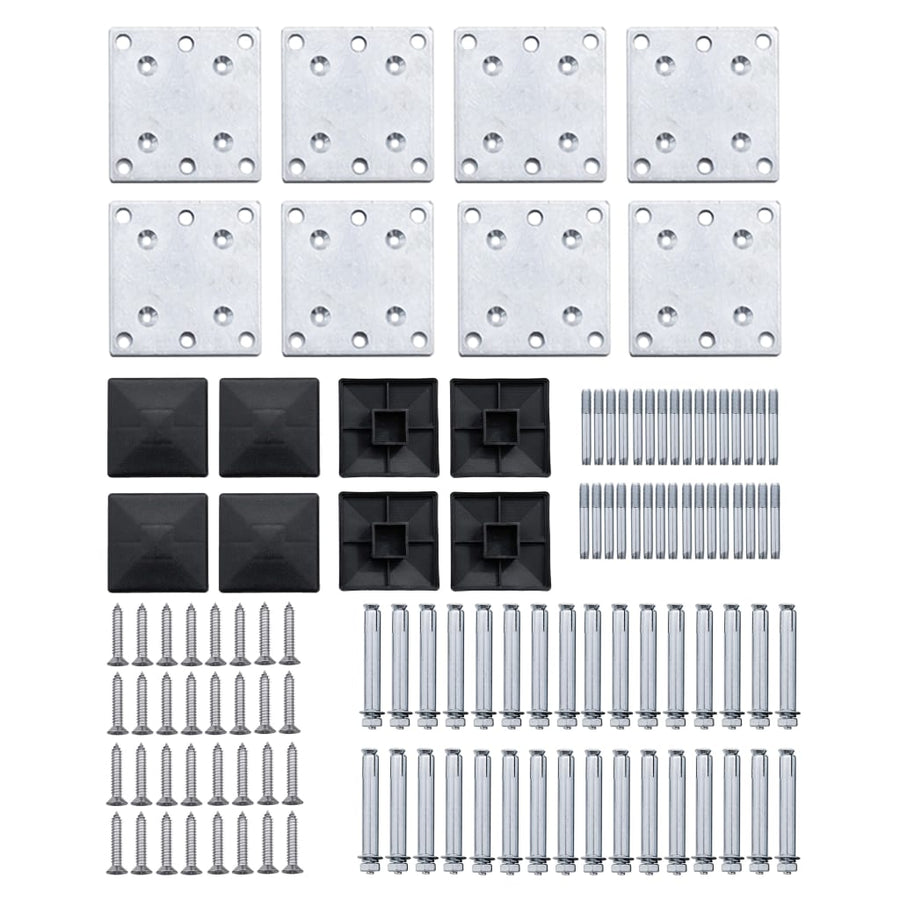 Schuttingpanelenset 1138x(105-186) cm HKC zwart Zwart 6 secties + 1 schuine sectie