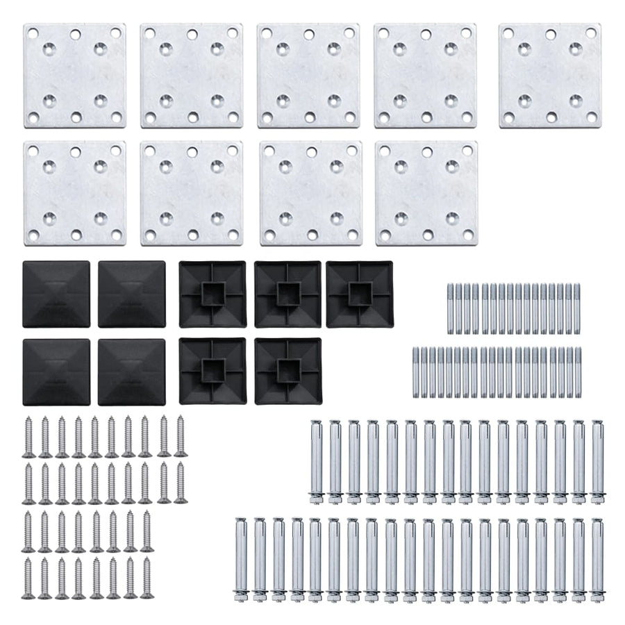 Schuttingpanelenset 1311x(105-186) cm HKC zwart Zwart 7 secties + 1 schuine sectie