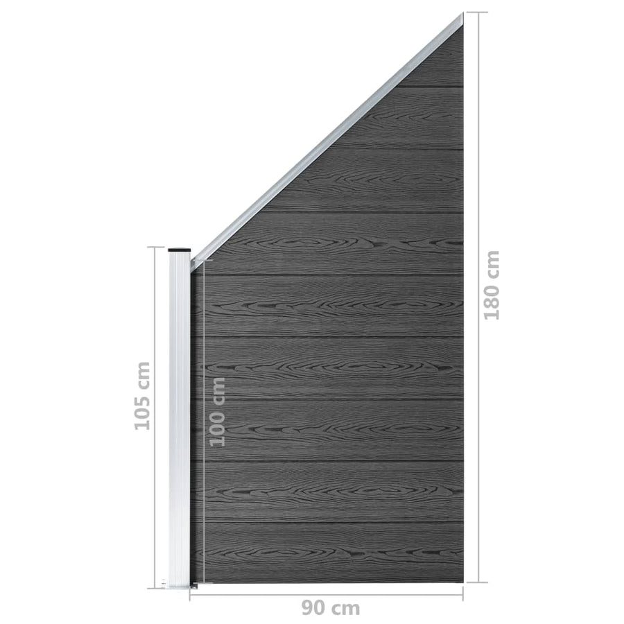 Schuttingpanelenset 1484x(105-186) cm HKC zwart Zwart