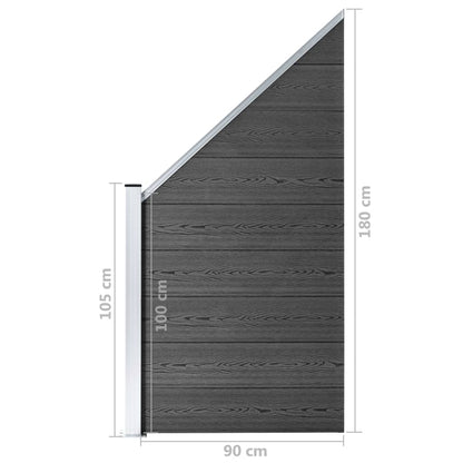 Schuttingpanelenset 1657x(105-186) cm HKC zwart Zwart