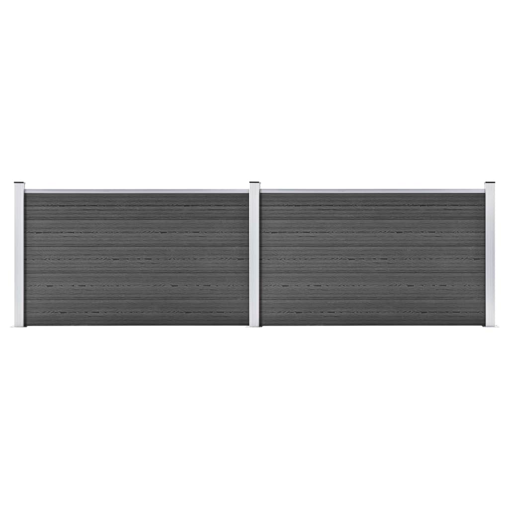 Schuttingpanelenset 353x105 cm HKC zwart Zwart