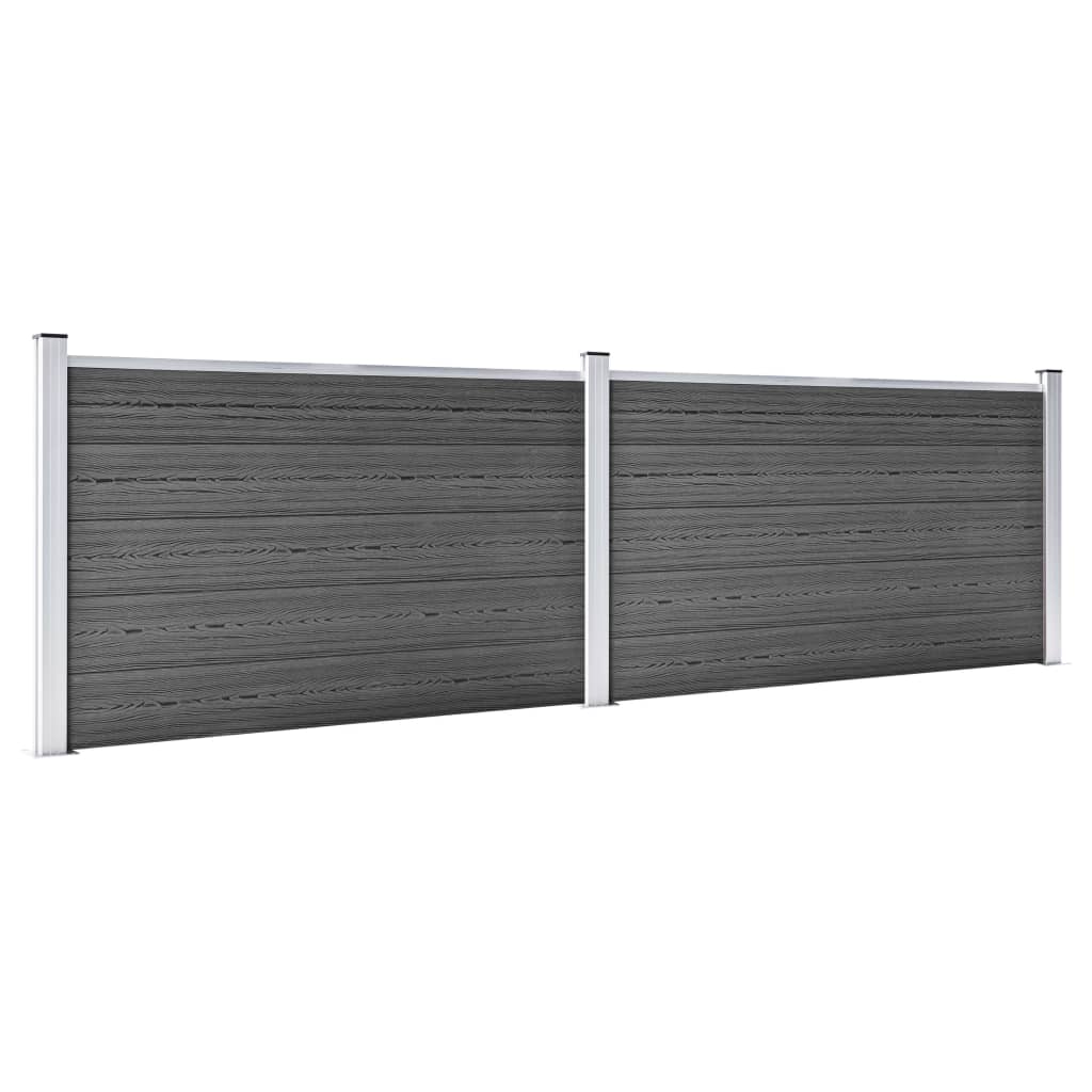 Schuttingpanelenset 353x105 cm HKC zwart Zwart