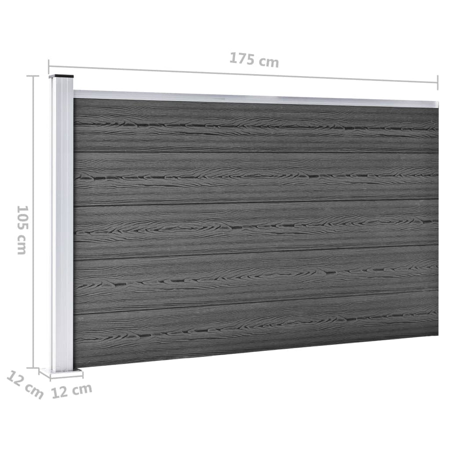 Schuttingpanelenset 353x105 cm HKC zwart Zwart
