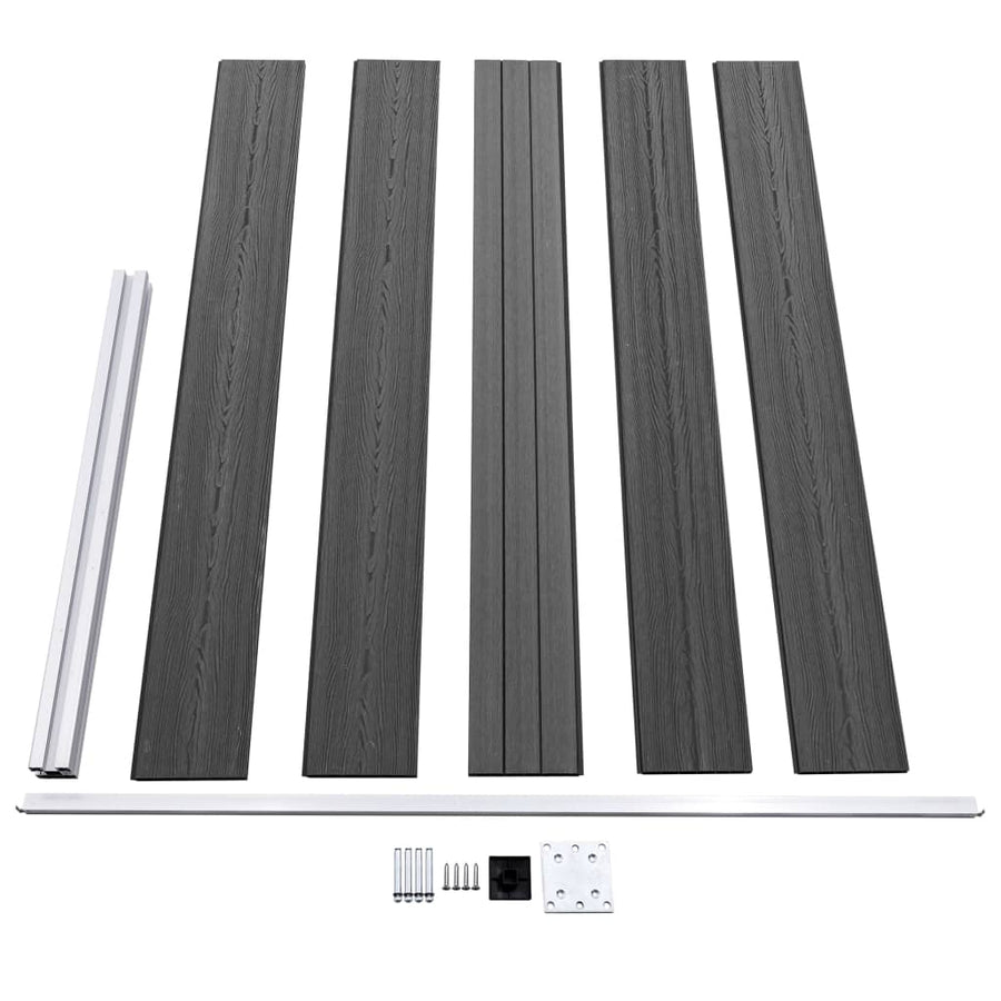 Schuttingpanelenset 353x105 cm HKC zwart Zwart