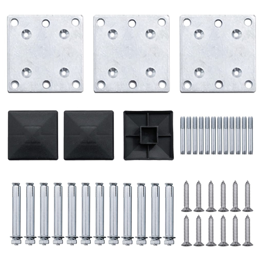Schuttingpanelenset 353x105 cm HKC zwart Zwart
